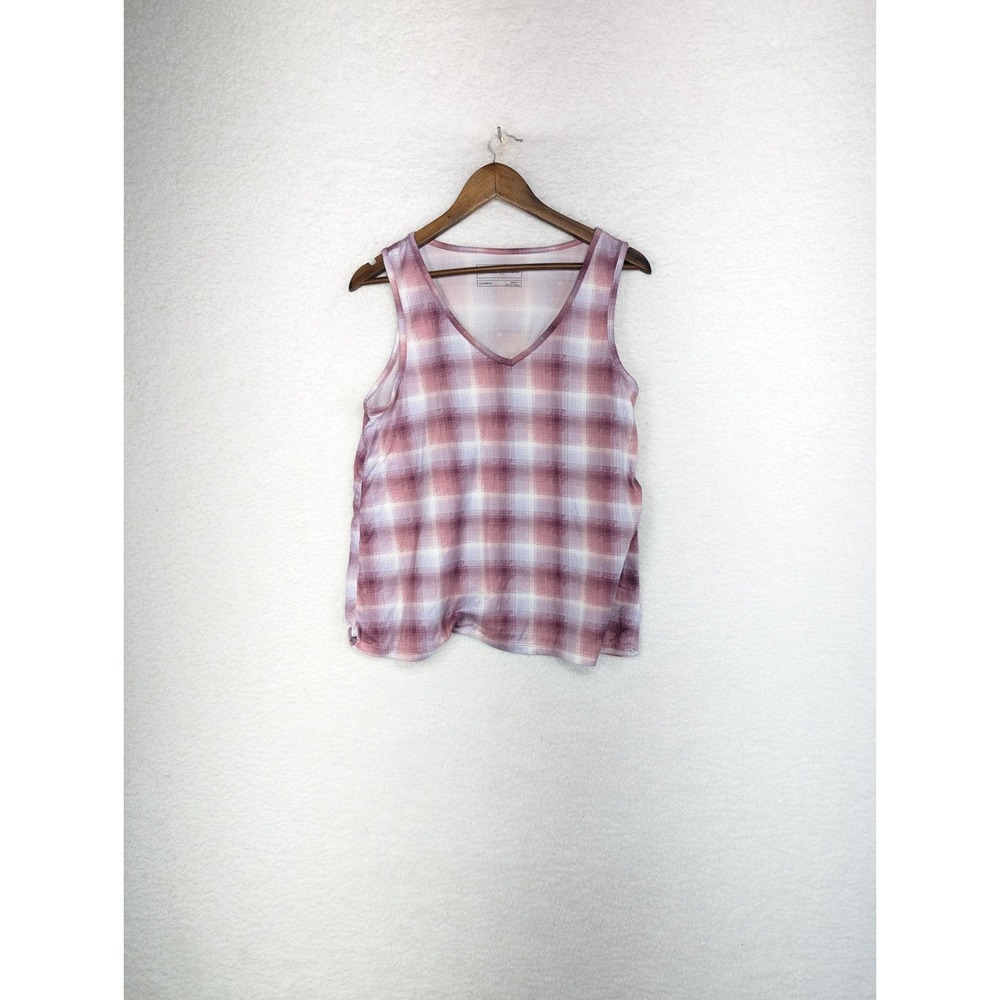 Eddie Bauer Shirt Tank Top Women's Pink Plaid Sleeveless Ladies SleepWear L